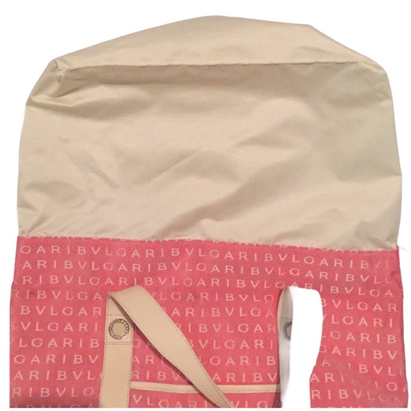 BVLGARI MAEREA Pink/Coral Leather Trim Satchel - Picture 12 of 15